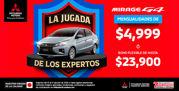 Promoción Mirage G4 2026 — mensualidades de $4,999 o bono de $23,900