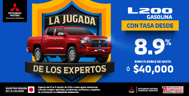 Promoción L200 GLX TM 4X2 GAS 2026 — tasa desde 8.9% o bono de $40,000